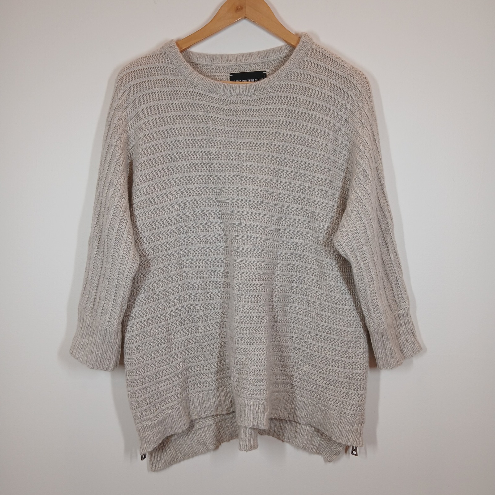 Zadig & Voltaire Deluxe Athina 100% Cashmere Sweater Beige Womens U